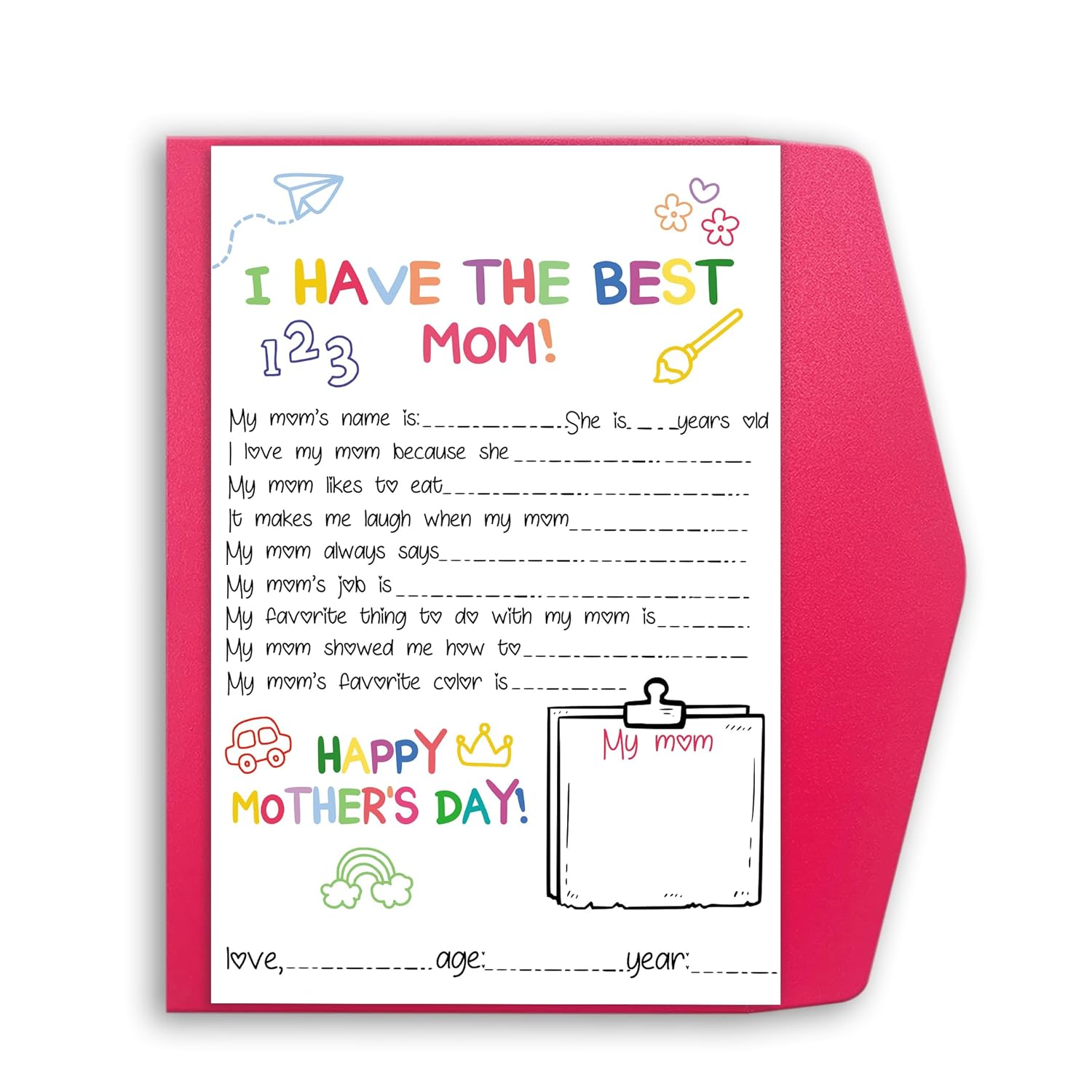 Funny Mother'S Day Gifts Cards For Mom, Fill In The Blanks On Mother'S Day From Daughter Son, Best Mom Gifts Ideas