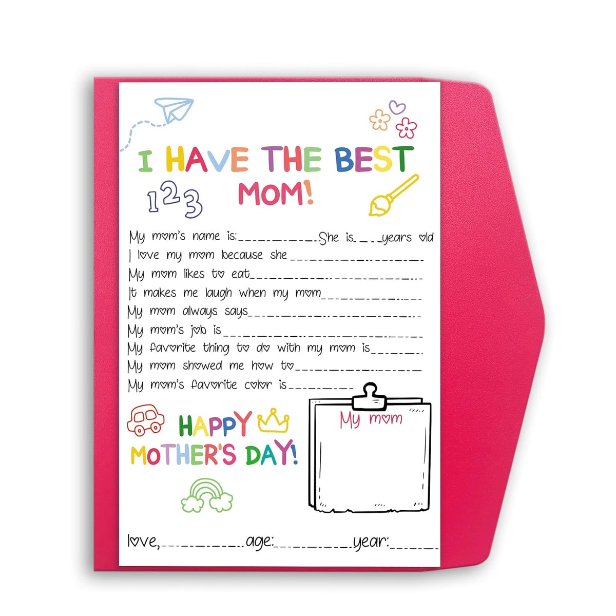 Funny Mother'S Day Gifts Cards For Mom, Fill In The Blanks On Mother'S Day From Daughter Son, Best Mom Gifts Ideas
