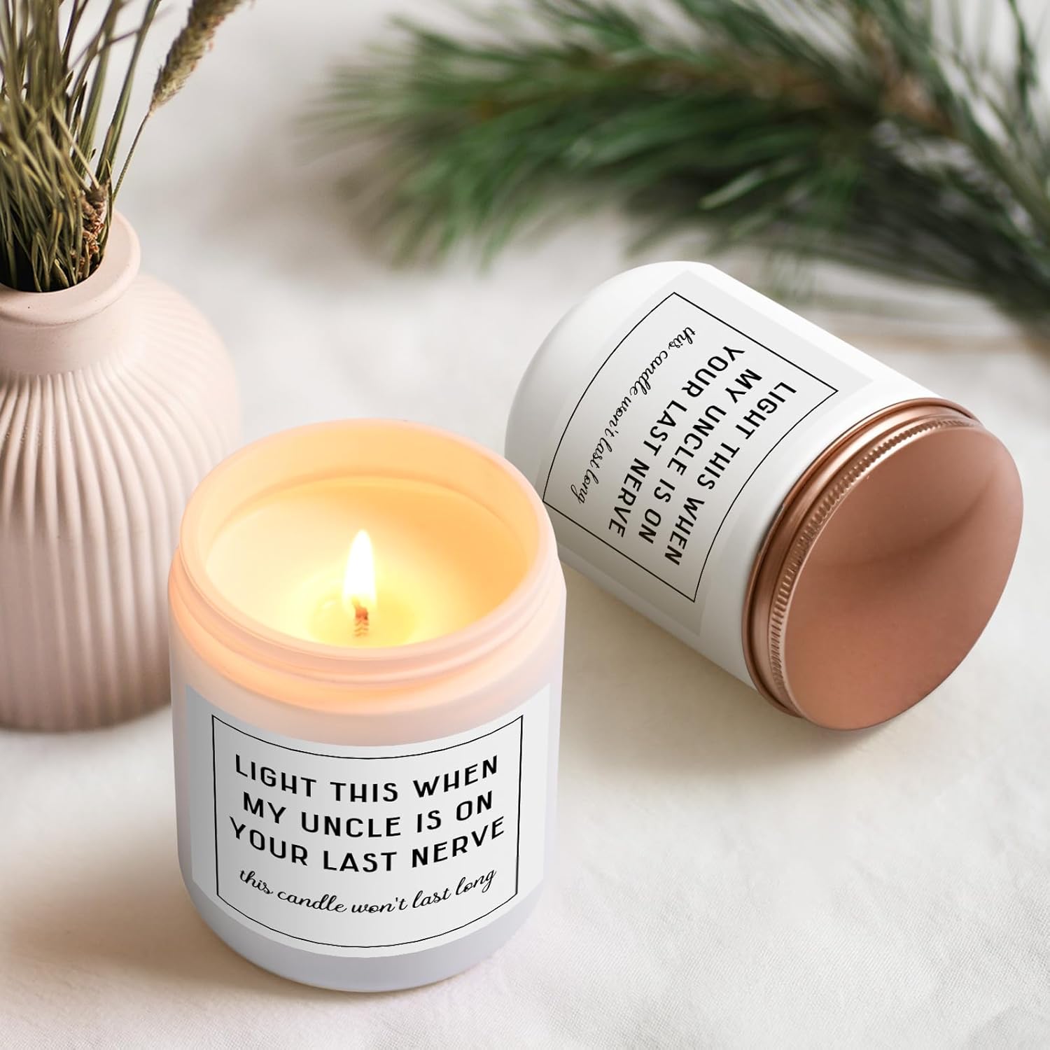 Aunt Gifts, Aunt Mothers Day Gift From Niece Nephew, Light This When My Uncle Lavender Scented Candle For Christmas Birthday Wedding Mother'S Day(7 Oz, White)