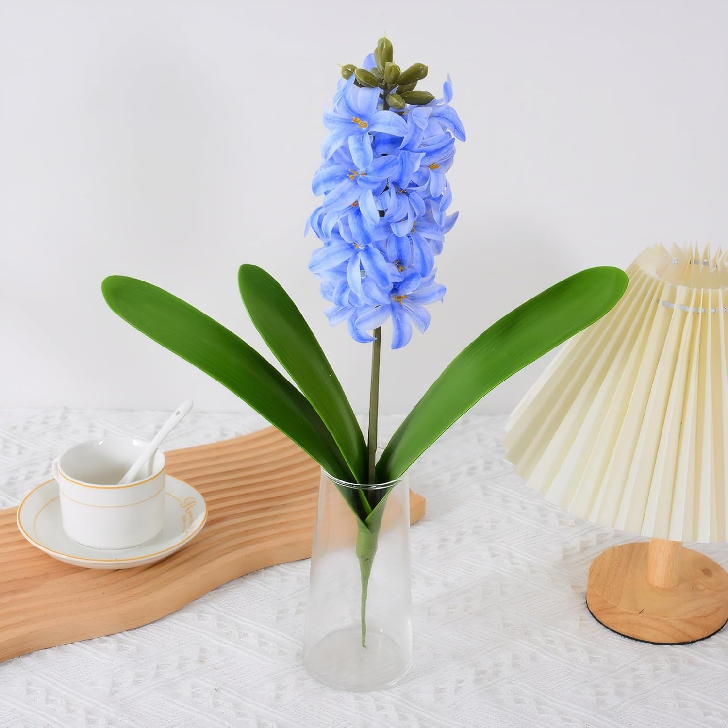 2Pcs Artificial Hyacinth Hydrangea Flowers 16" Real Touch Blue Fake Hyacinth For Vase Bouquets Home Office Wedding Decor.(Blue)
