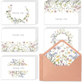 50 Pcs Wildflower Thank You Cards, 4X6 Inches Wildflower Thank You Cards With Adhesive Envelopes For Birthday Baby Shower Bridal Shower Wedding