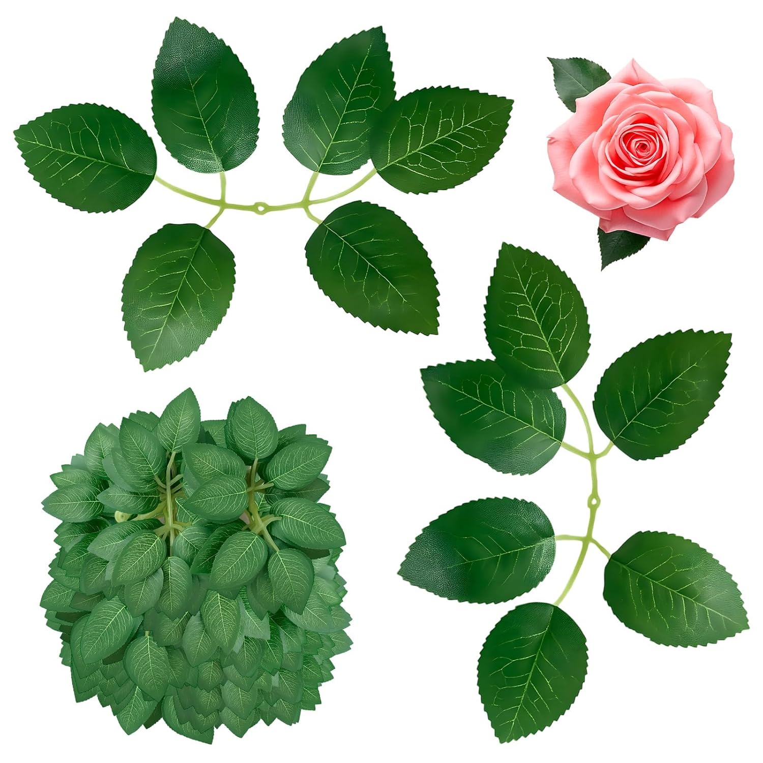 100 Pcs Artificial Green Leaves For Decoration, Rose Leaves,Plastic Bulk Fake Green Leaves, Faux Greenery Leaves Decor For Centerpieces, Diy Bouquets, Wedding Party Birthday Decorations