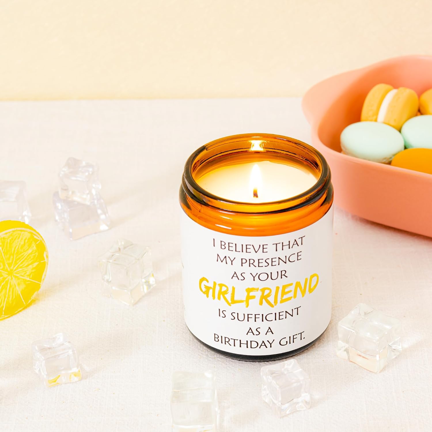 Funny Boyfriend Candle Best Gifts From Girlfriend I Birthday Gift Ideas For Him/Boyfriends I 9Oz, 50Hr Burn Reusable My Presence As Your Girlfriend Is Sufficient As A Birthday Gift