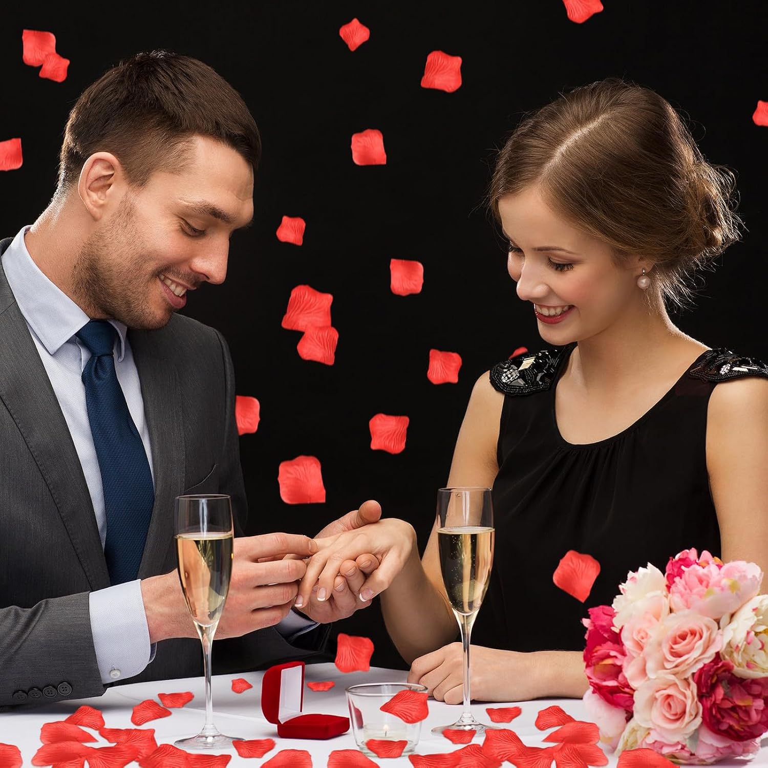 1500 Pcs Red Rose Petals Flower Artificial Fake Silk Rose Petals Decorations For Wedding Decor Romantic Night Event Party Engagement In Bulk