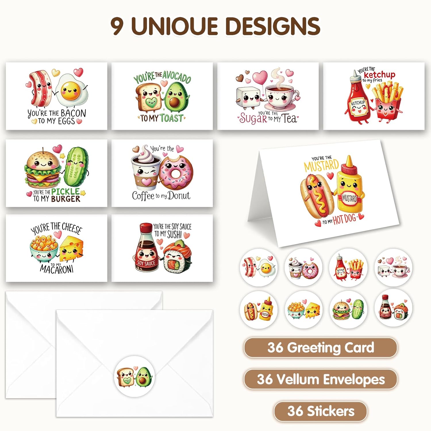 36 Pack 4X6In Valentines Day Cards With Envelopes & Stickers, Valentines Card Bulk 9 Assorted Fun Adorable Designs, Blank Inside For Valentine'S Gifts Exchange School Classroom