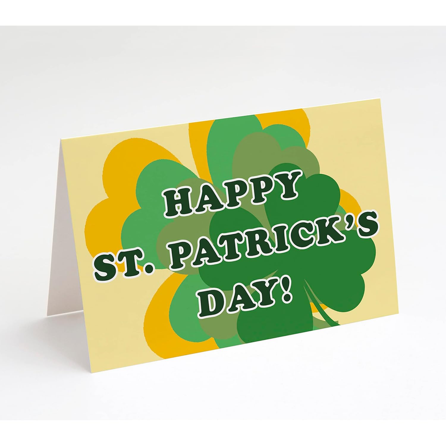 St. Patrick’S Day Greeting Card – Retro Shamrock Design, Irish-Inspired Holiday Card W/White Envelopes – Made In Usa By A Small Family-Owned Business (25 Count) (Color Block)