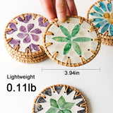 Handwoven Rattan Coasters Set Of 7 - Natural Fiber Table Protectors, Heat Resistant & Eco-Friendly For Coffee, Wine, Hot Pots (Boho Home Decor)