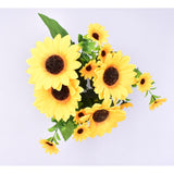 Beautiful Yellow Sunflowers Artificial Flowers Mini Fake Sunflowers Bouquet With Stems For Home Decoration Party Diy Wedding Bouquets Baby Shower Outdoor Indoor Decoration