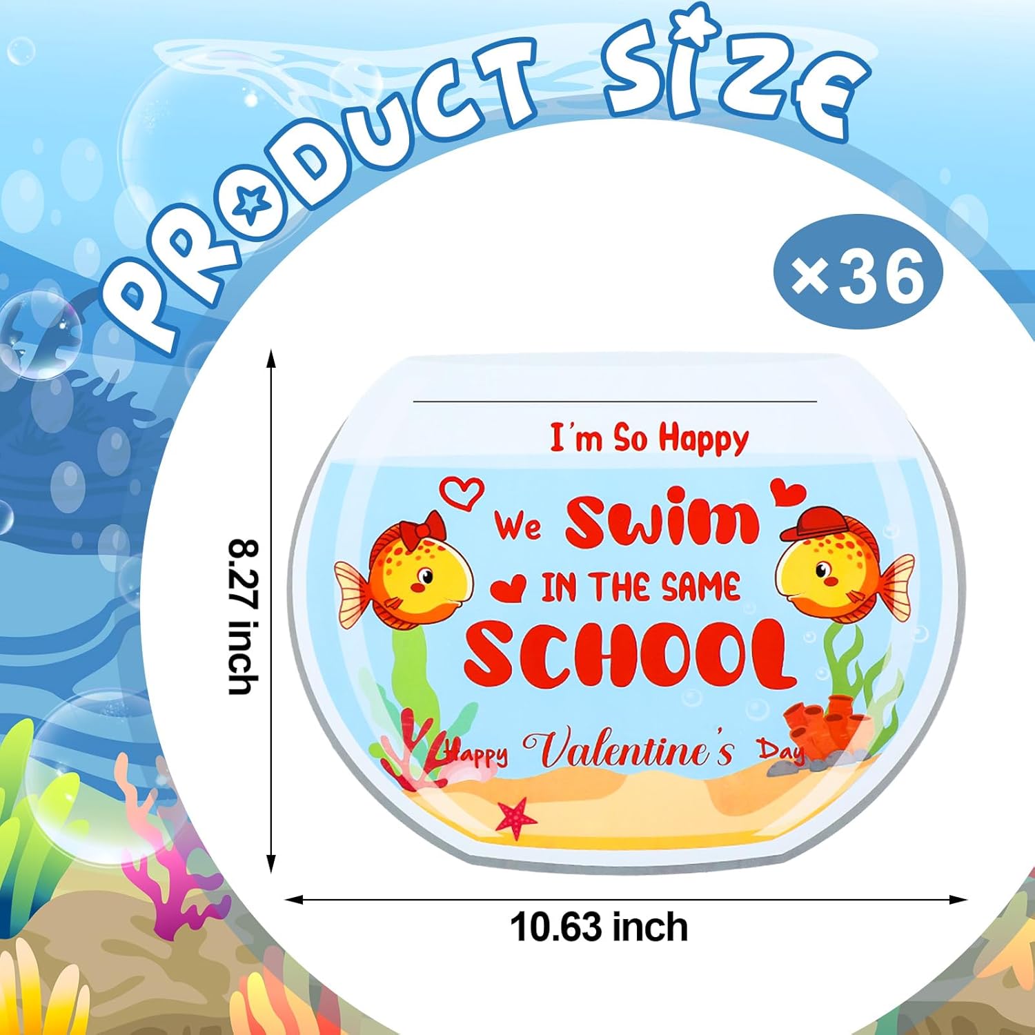 36 Pcs Valentine‘S Day School Of Fish Cards Set Valentines Goldfish Biscuit Fish Snack Cards For Valentines Day Kids Toddler School Classroom Party Favors Gifts