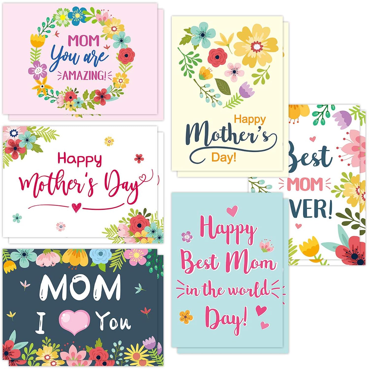 Mothers Day Cards 12 Pack Floral Happy Mother’S Day Blank Note Greeting Card With Envelopes