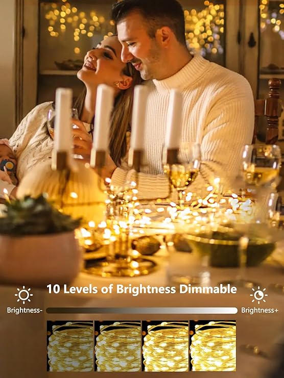 4 Pack Battery Operated Fairy Lights 33FT 100 LED Warm White String Lights with Remote Timer 8 Modes Waterproof for Bedroom Christmas Decor