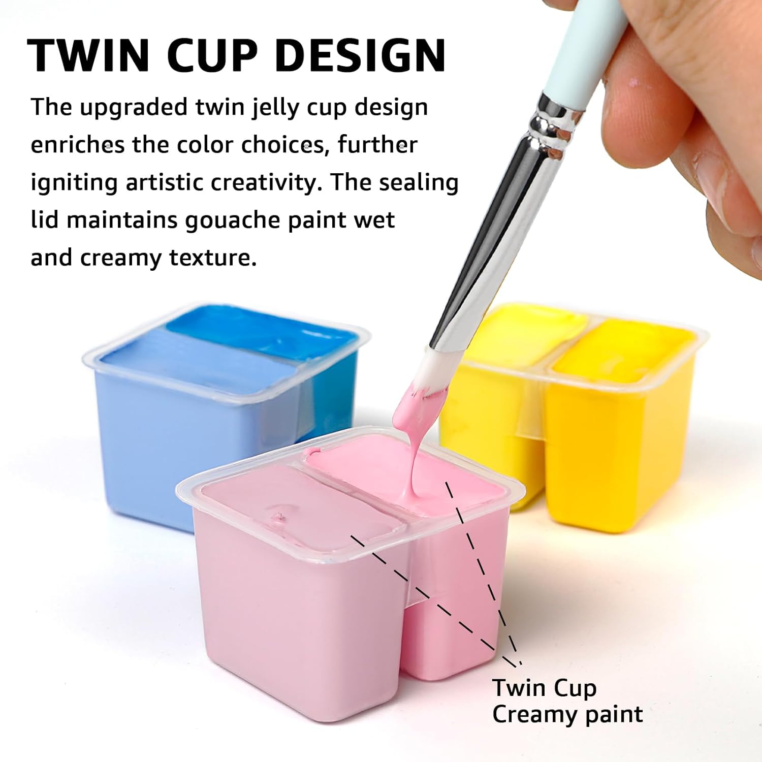 Himi Gouache Paint Set, 48 Colors X 0.4Oz, Twin Cup Jelly Design, Bouns 3 Brushes & A Palette, Non-Toxic, Opaque Guache Paint For Canvas And Watercolor Paper - Perfect For Beginners, Students, Artists