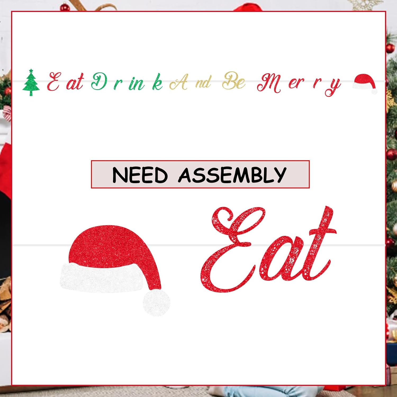 Eat Drink And Be Merry Decorations 15Pcs Eat Drink And Be Merry Banner Red Green Gold Christmas Glitter Paper Decor For Christmas Birthday Party New Year Party Baby Shower Bridal Shower