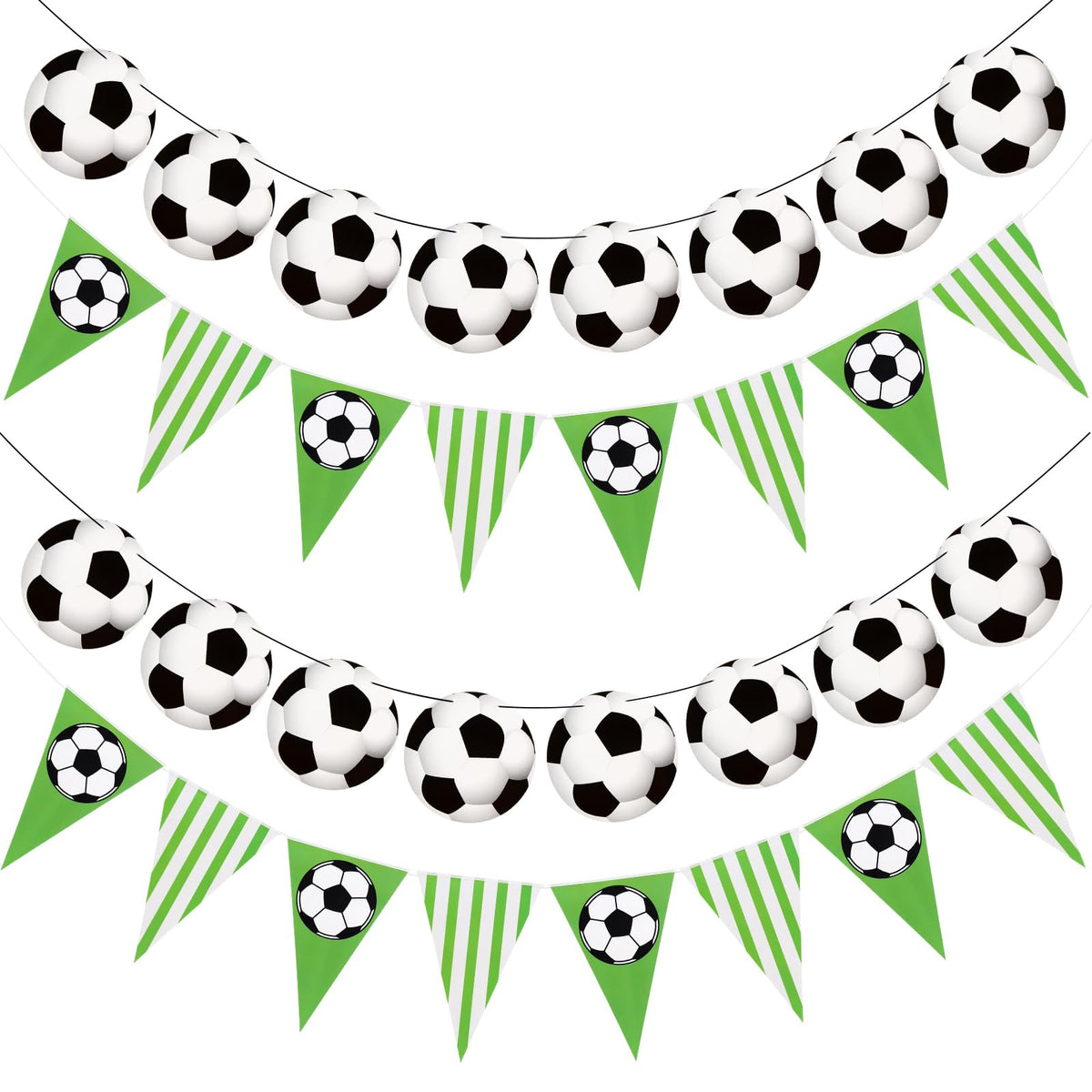 4 Pcs Soccer Banner Garland, Soccer Pennant Bunting Flag for Boys Girls Sports Ball Birthday Party Decorations