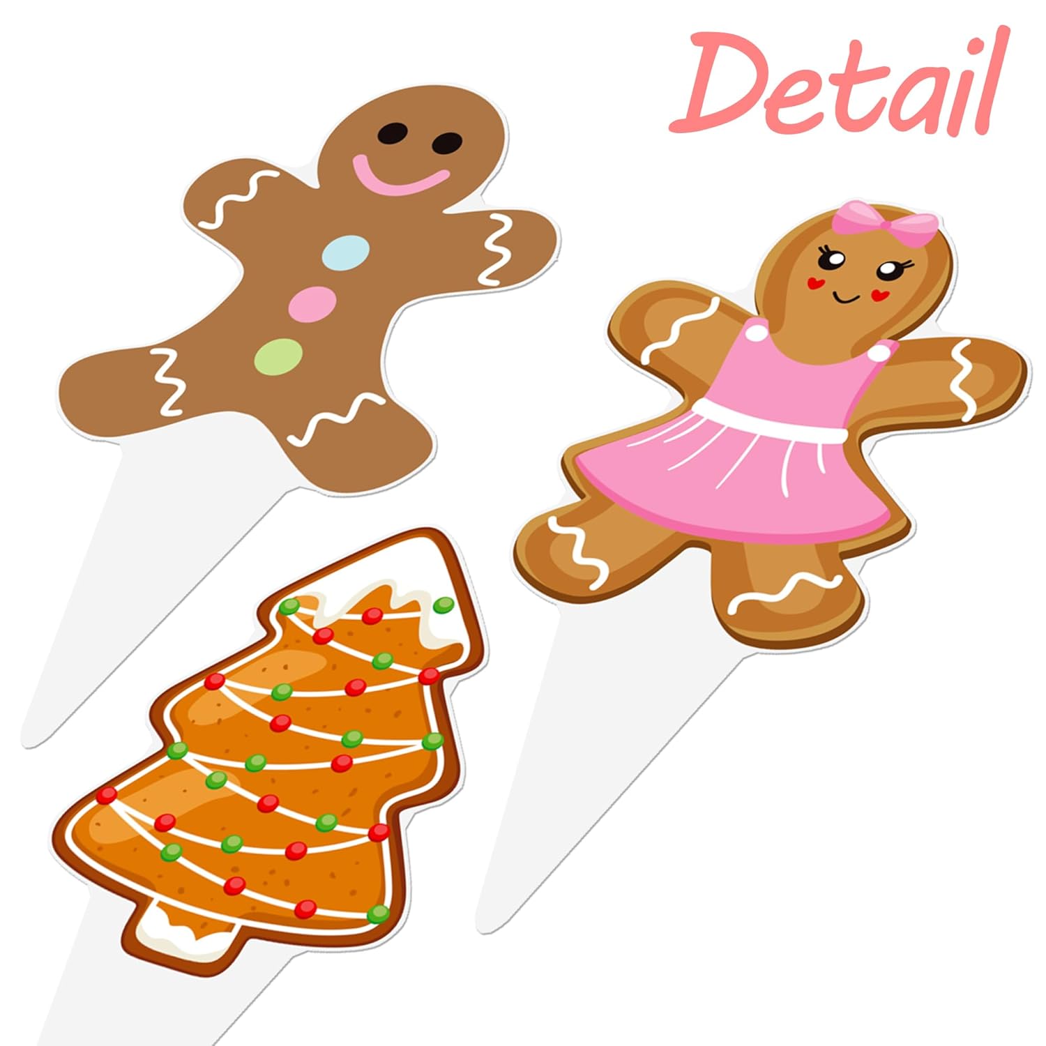 Gingerbread Christmas Cupcake Toppers Pink Gingerbread Theme Party Decorations 48Pcs Gingerbread House Candy Cane Cupcake Picks Winter Holiday Cake Decor For Merry Christmas Party Supplies