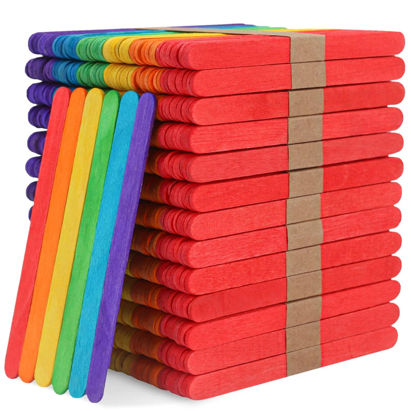 1000 Pcs Colored Popsicle Sticks For Crafts, 4.5 Inch Colored Wooden Craft Sti