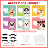 24Pcs Valentines Day Cards For Kids, Funny Valentine’S Day Greeting Cards With Mustaches For Classroom Exchange Activity, Kids Valentine Exchange Gift Card For Class Party, 6 Cute Puppy Designs