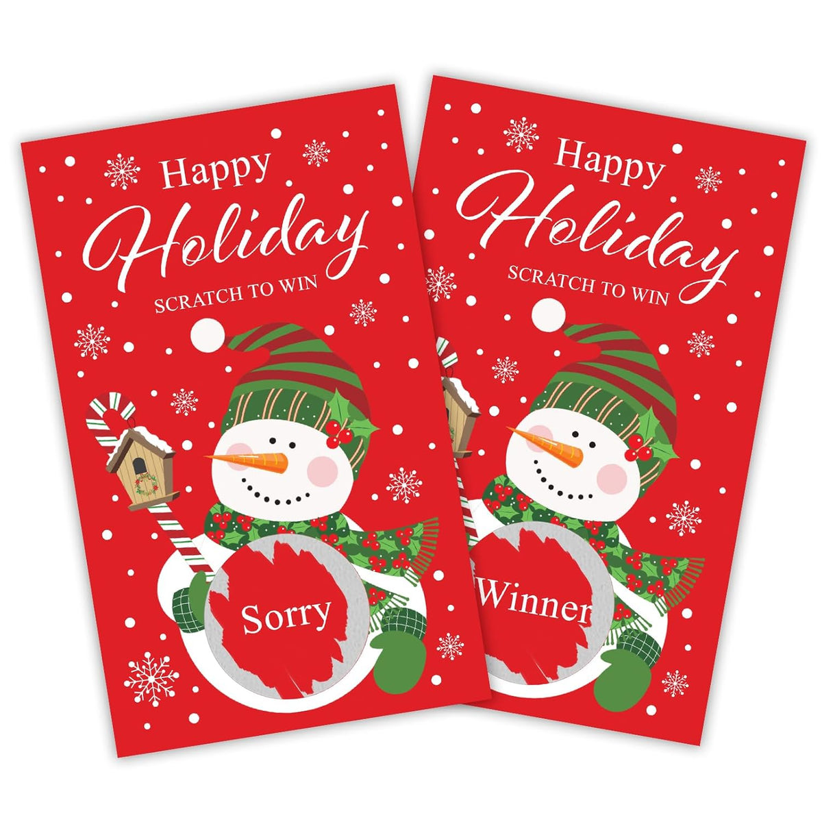 Christmas Scratch Off Cards (50 Pack), Xmas Scratcher Tickets, Snowman Party Game For Wedding Baby Shower Birthday Supplies Decorations - C02
