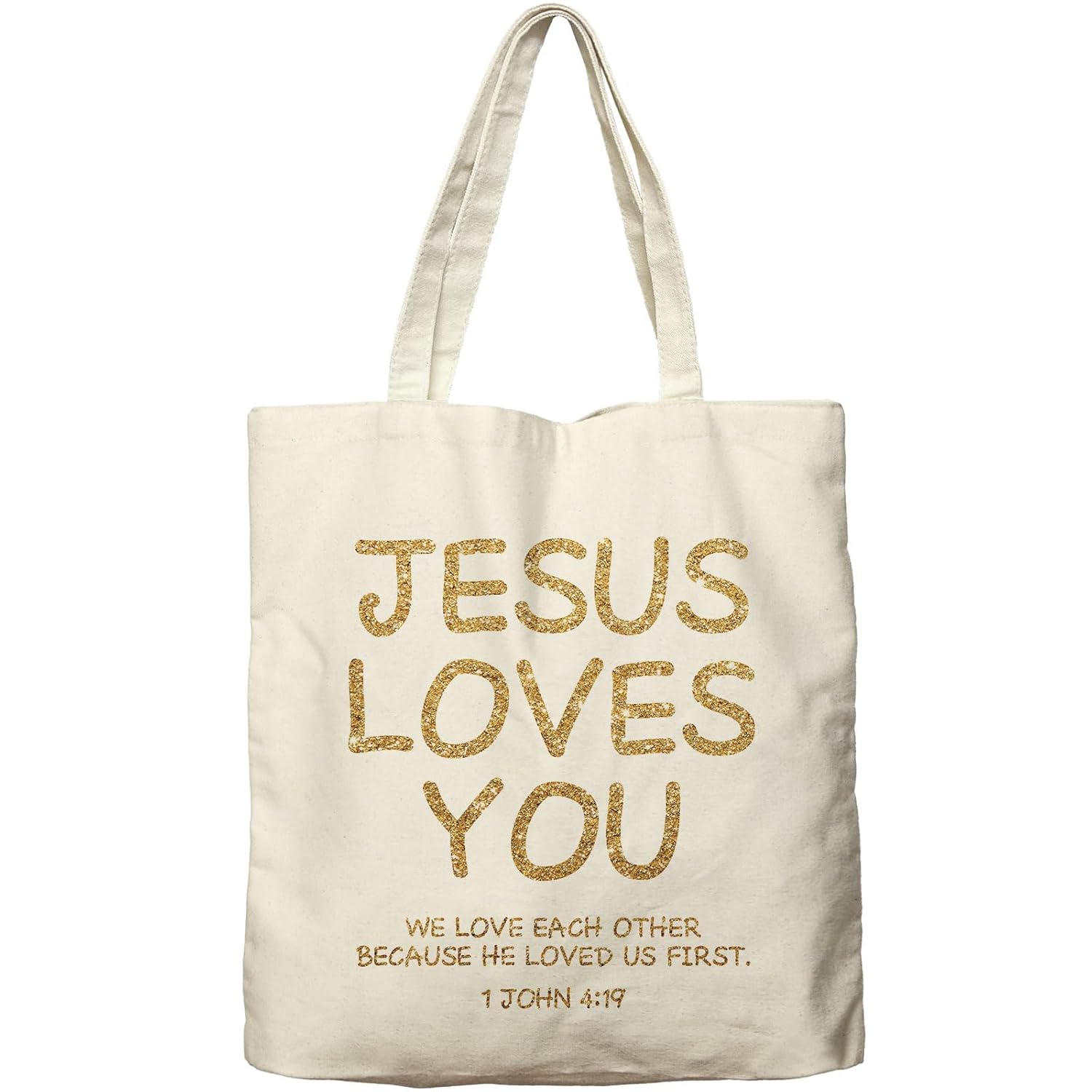 Christian Canvas Tote Bag Aesthetic Jesus Loves You Reusable Shopping Grocery Bag Beach Bag Birthday Christmas Gifts For Women