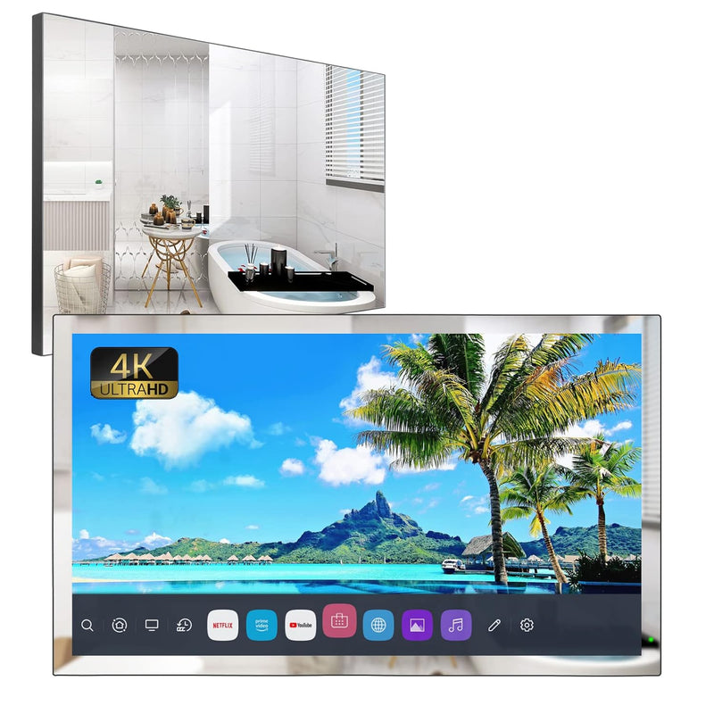 32" 4K Smart Mirror TV, Waterproof, WiFi, Alexa, ATSC, Bluetooth, 2024 Model