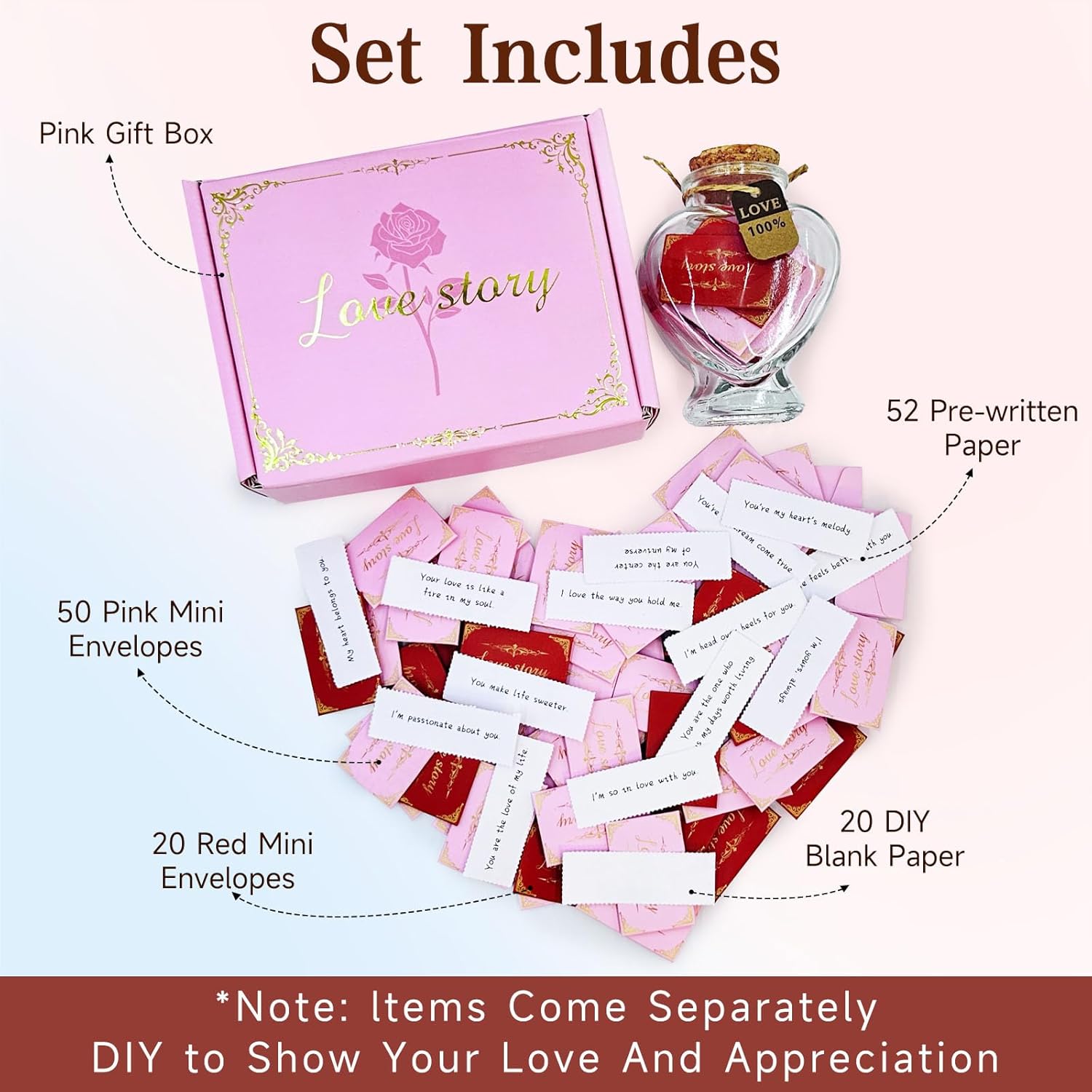 72 Mini Love Notes For Him Her - Cute Couple Gifts For Boyfriend Birthday Gift Ideas, Christmas Gifts For Girlfriend Long Distance, Lunch Notes For Husband, Romantic Valentines Day Gifts