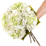 5Pcs Realistic White With Green Hydrangea Artificial Flowers With Stems 24 Inch Lifelike Faux Hydrangeas Flower Large Hydrangea For Weddings Bouquets Table Centerpieces Home Decor Party