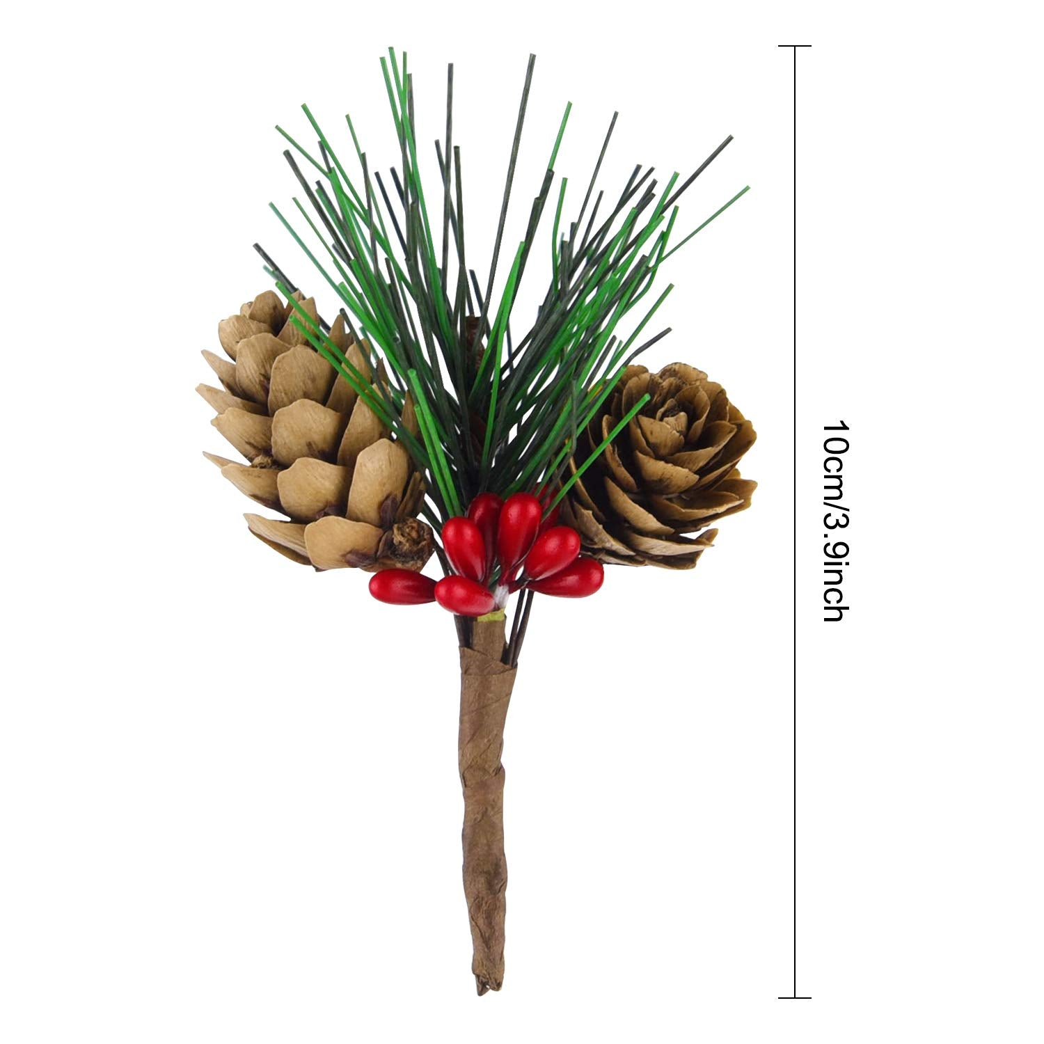 15 Pcs Artificial Pine Cone Picks And Red Berry Mini Artificial Pine Tree For Christmas Party Flower Wreaths And Holiday Decorations