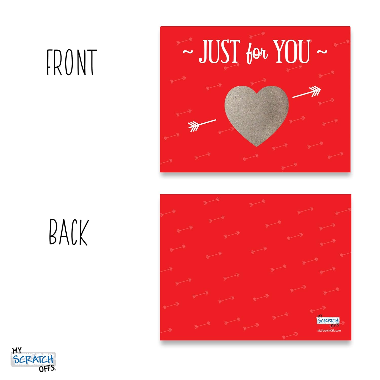 My Scratch Offs - 25 Pack Just For You DIY Valentine Scratch Off Cards with Heart Stickers, 3x4 Inch Love Notes & Coupons for Him, Romantic Gifts for Boyfriend, Girlfriend & Spouse