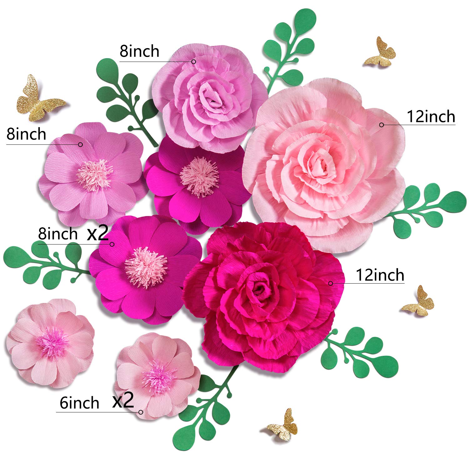 Giant Paper Flowers Decoration For Wall 3D Artificial Flowers Wedding Backdrop Handcrafted Rose For Baby Shower Bridal Shower Nursery Wall