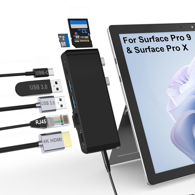 Surface Pro 9 Docking Station, Surface Pro 9 Hub Adapter With 100 Mbps Lan, 4K