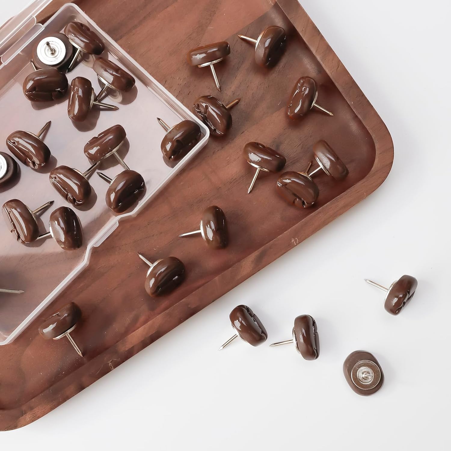 30 Pcs Coffee Bean Push Pins Tacks For Bulletin Boards, Cork Boards, Wall Maps, Photos Wall– Cute Decorative Office Organisation, School Supplies, Home Decor, Christmas Decoration