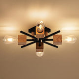 22 Inch Black Sputnik Ceiling Light 4 Light Modern Farmhouse Flush Mount Fixture