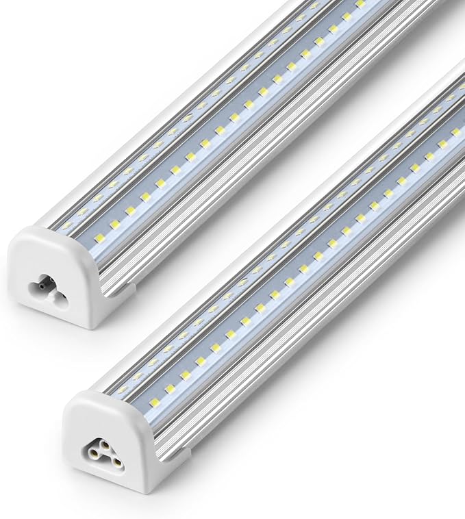 2 Pack 4FT T8 LED Shop Lights 50W 7000LM 6500K V Shape Ceiling Fixtures for Garage Workshop