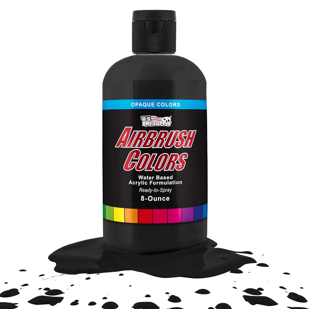 Opaque Deep Black Acrylic Special Effects Airbrush Paint - 8Oz Ready To Spray Air Brush Paint For Nails, Models, Fabric - Water-Based Air Brush Painting