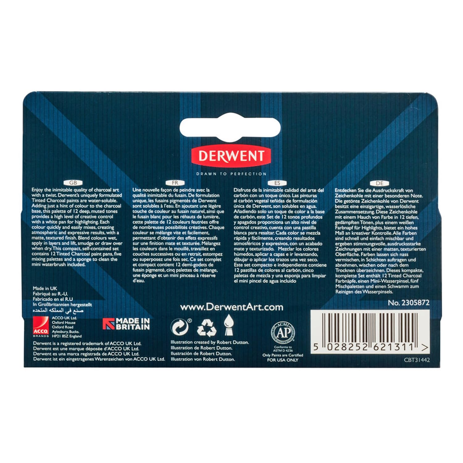 Derwent Tinted Charcoal Paint Pan Set, 12 Paints, Professional Quality, Water Soluble, Blendable, Portable, Includes Palettes, Mini Waterbrush & Cleaning Sponge (2305872)
