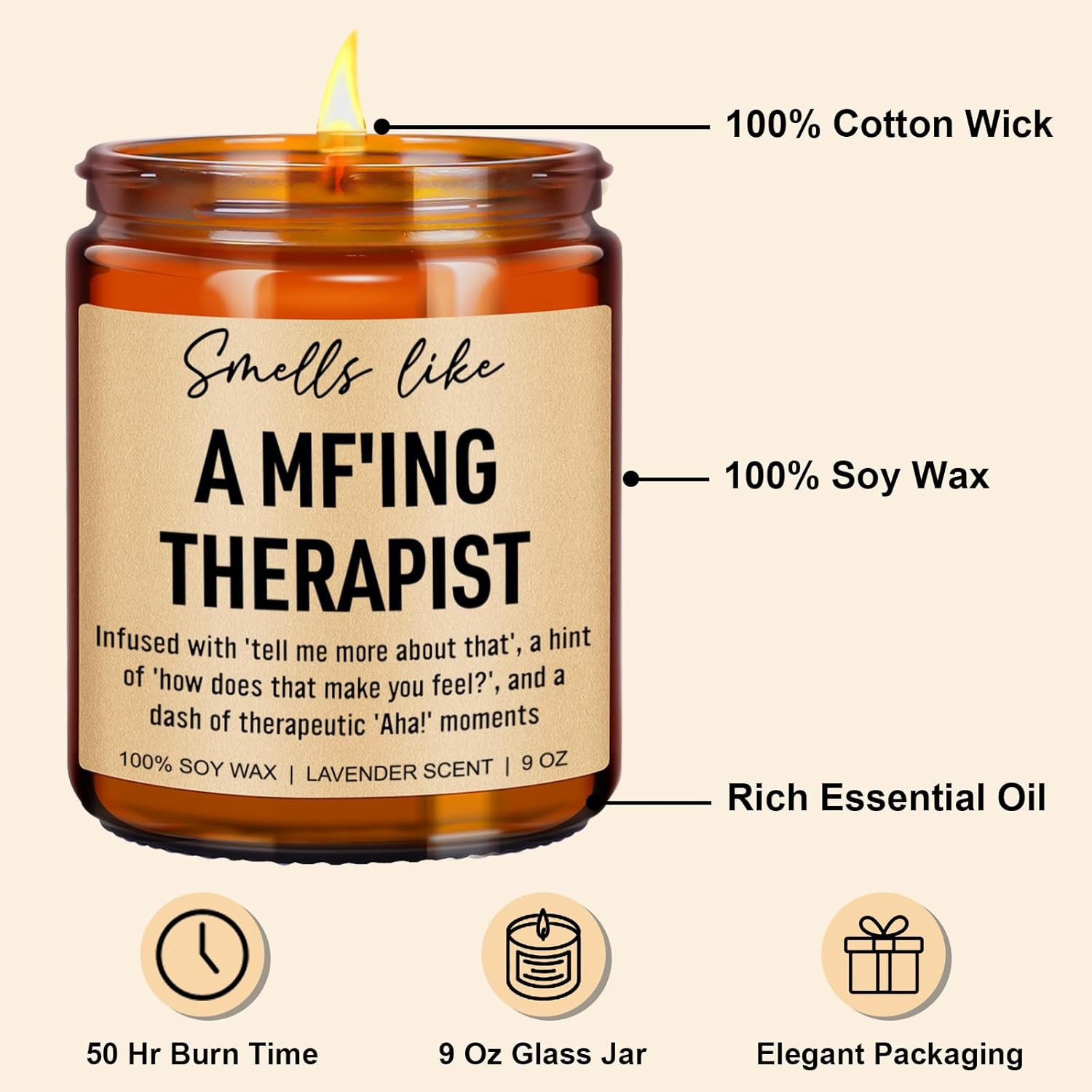 Funny Scented Candle, Therapist Gifts, Occupational Therapy Gifts, Psychology, Therapy Office Decor, Christmas, Graduation, Mental Health Therapist Presents For Women, Men, Psychologist