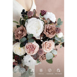 Pink Wedding Bouquets For Bride, Dusty Rose And Mauve Bridal Bouquets For Bride, 15 Inch Free Form Artificial Wedding Flowers Bouquets