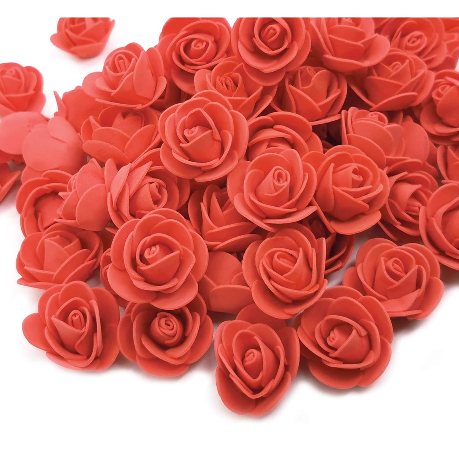 Artificial Flowers 100Pcs 3Cm Mini Fake Roses For Diy Wedding Bouquets Centerpieces Party Baby Shower Scrapbooking Gift Box Diy Crafts Wreath (Red)