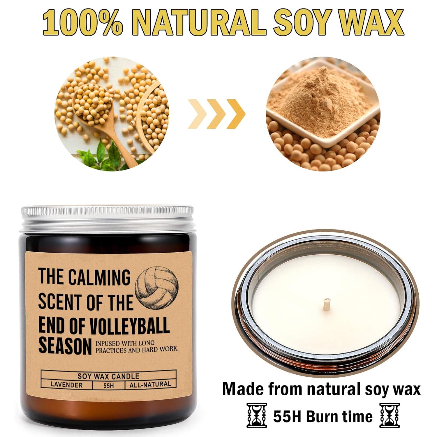 The Calming End Of Season Candle - Funny Volleyball Coach Gift - Lavender Scented Soy Wax Candle