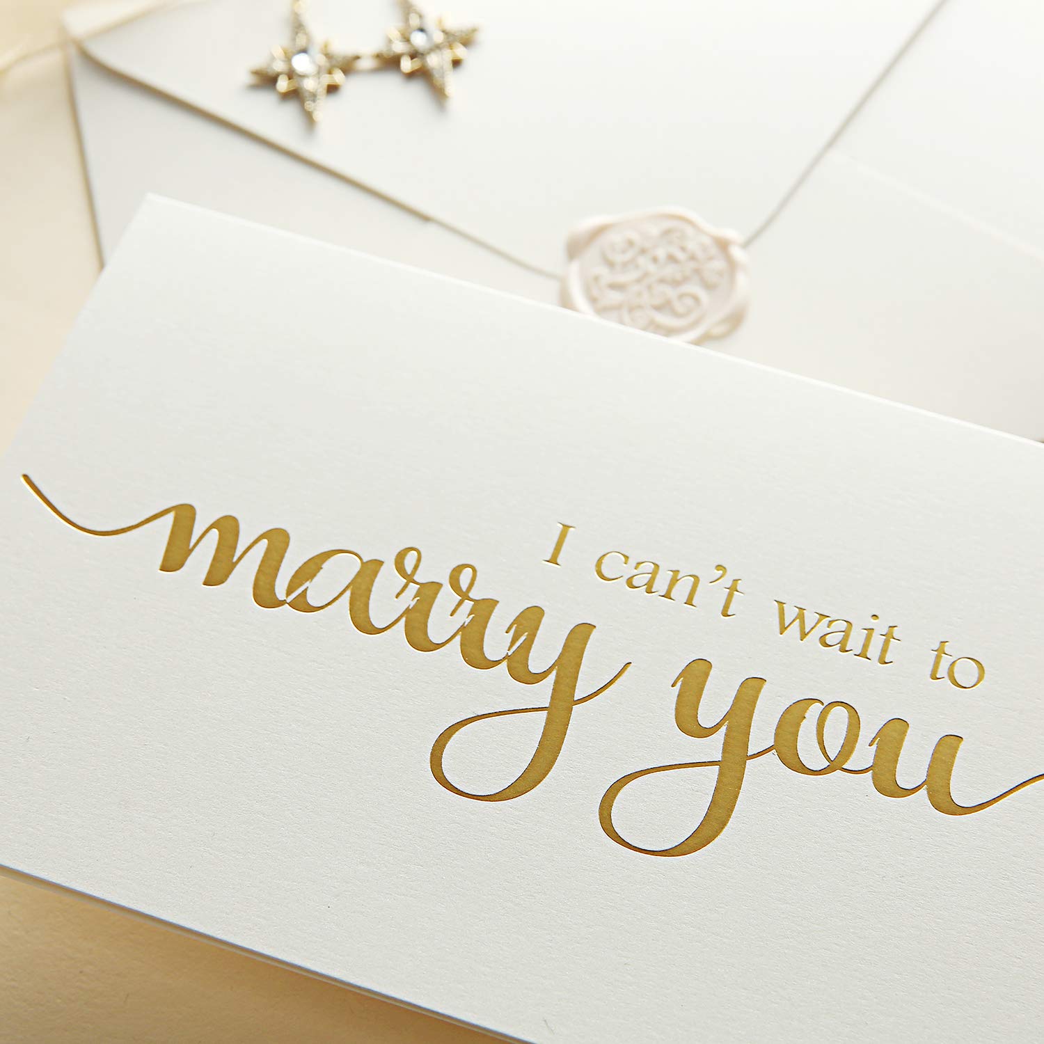 I Can'T Wait To Marry You Wedding Day Card, To Your Bride Or Groom, Gold Foil Notecard Love Note Before I Do(No.3)