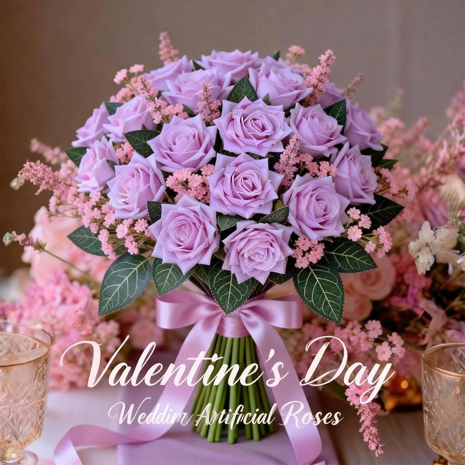 12 Pack Artificial Purple Flowers With Stems Fake Roses Silk Lilac Flower Bouquet For Valentine'S Day Home Table Centerpiece Wedding Bridal Decor Baby Shower Engagement Party Decorations