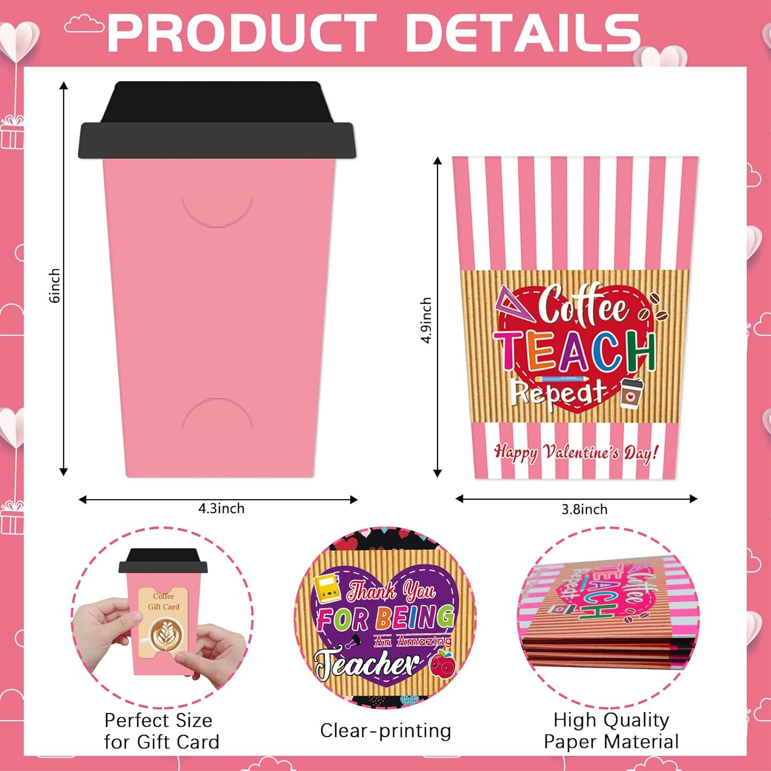 Teacher Valentines Gift Card Holders Valentine’S Day Coffee Gift Card Holder For Teacher Appreciation Gift Card Holders Bulk Cute Gifts Card Holder Valentines Day Greeting Cards For Teacher