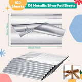 100 Sheets Silver Tissue Paper, 15'' X 20'' Inches Metallic Foil Tissue Sheets, Silver Wrapping Paper Bulk For Craft Diy Gift Wedding Birthday Party Decorations Arts Project