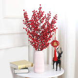 25 Inch Artificial Red Berry Stems Branches,Faux Berries Fake Flower For Christmas Year Diy Floral Art Plant Home Office Party Decoration,4 Pack