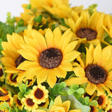 Artificial Sunflower Bouquet, 2 Bunches Silk Sunflowers Fake Yellow Flowers For Home Decoration Wedding Decor (2 Pack)