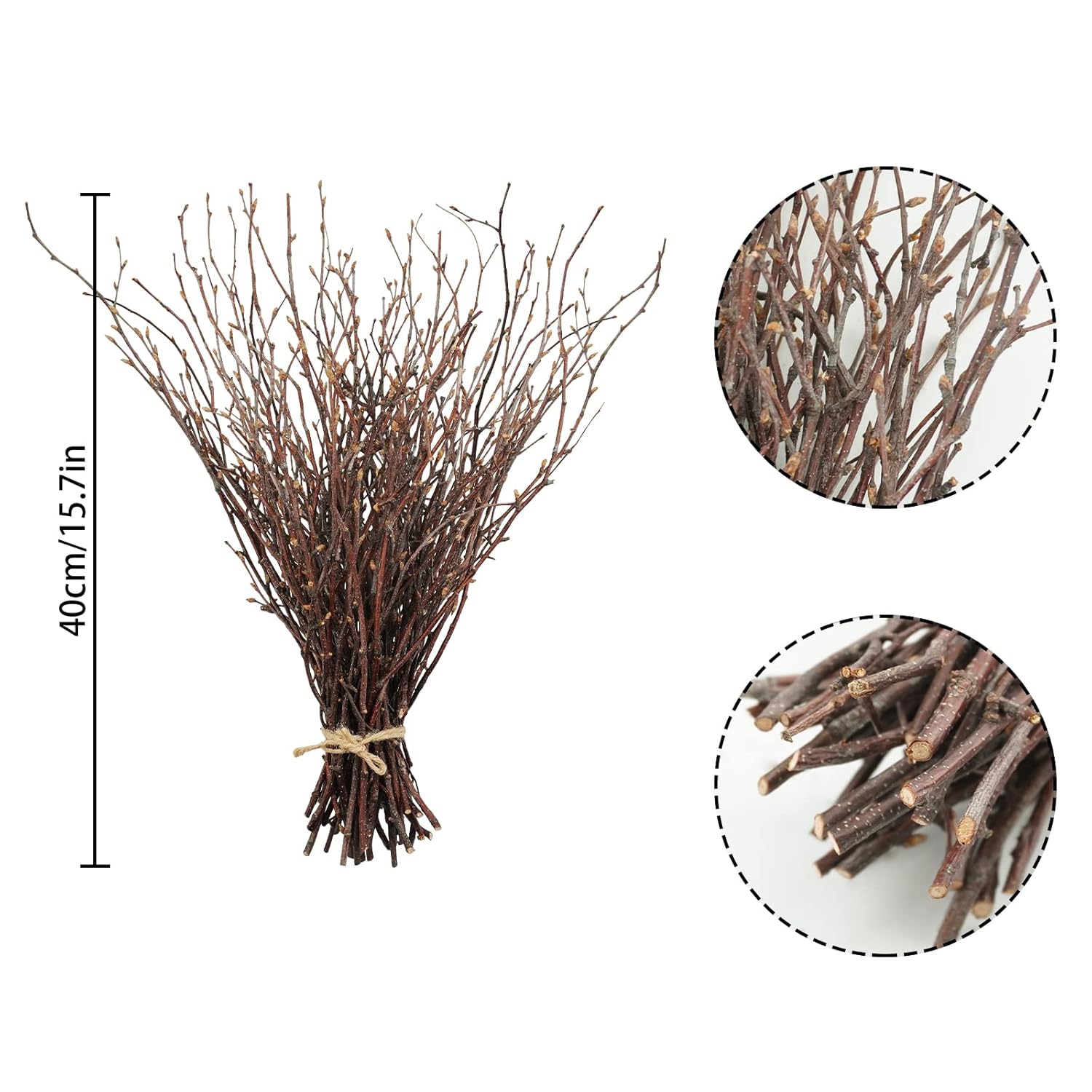 100Pcs Natural Dried Birch Twigs - 17 Inch Dried Plants Decorative Branches For Diy Crafts, Sticks For Vases Wedding Arrangements Home Wreath Decor