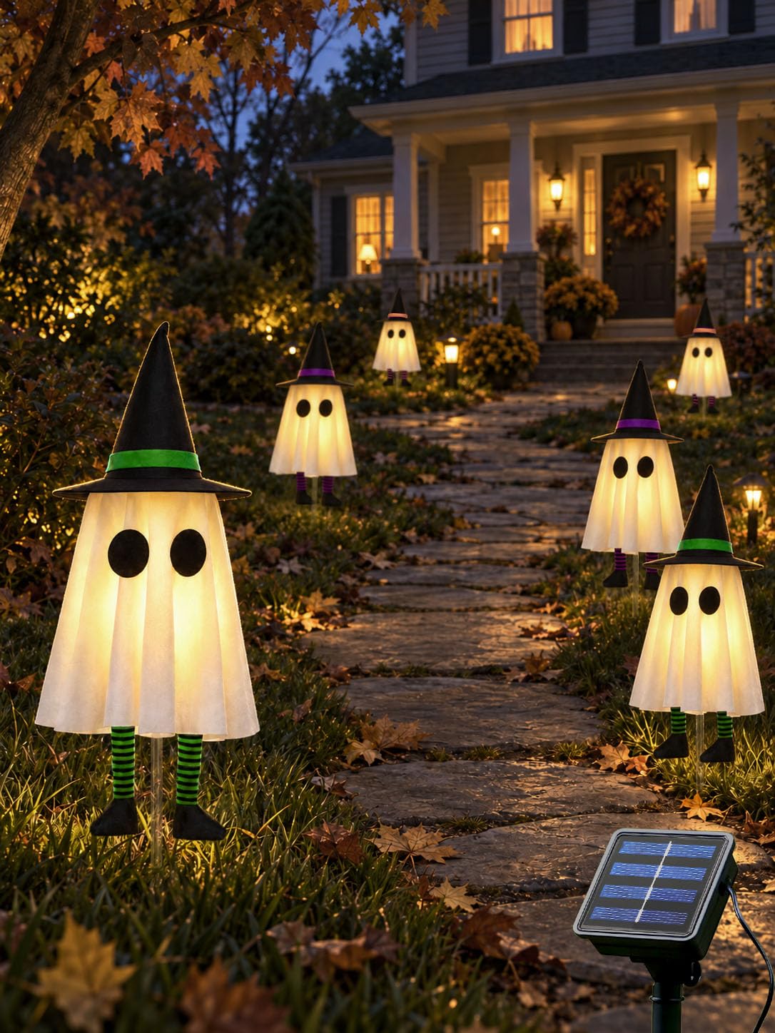 3 Pcs Halloween Ghost Decorations Outdoor, Solar Powered Yard Stake Lights