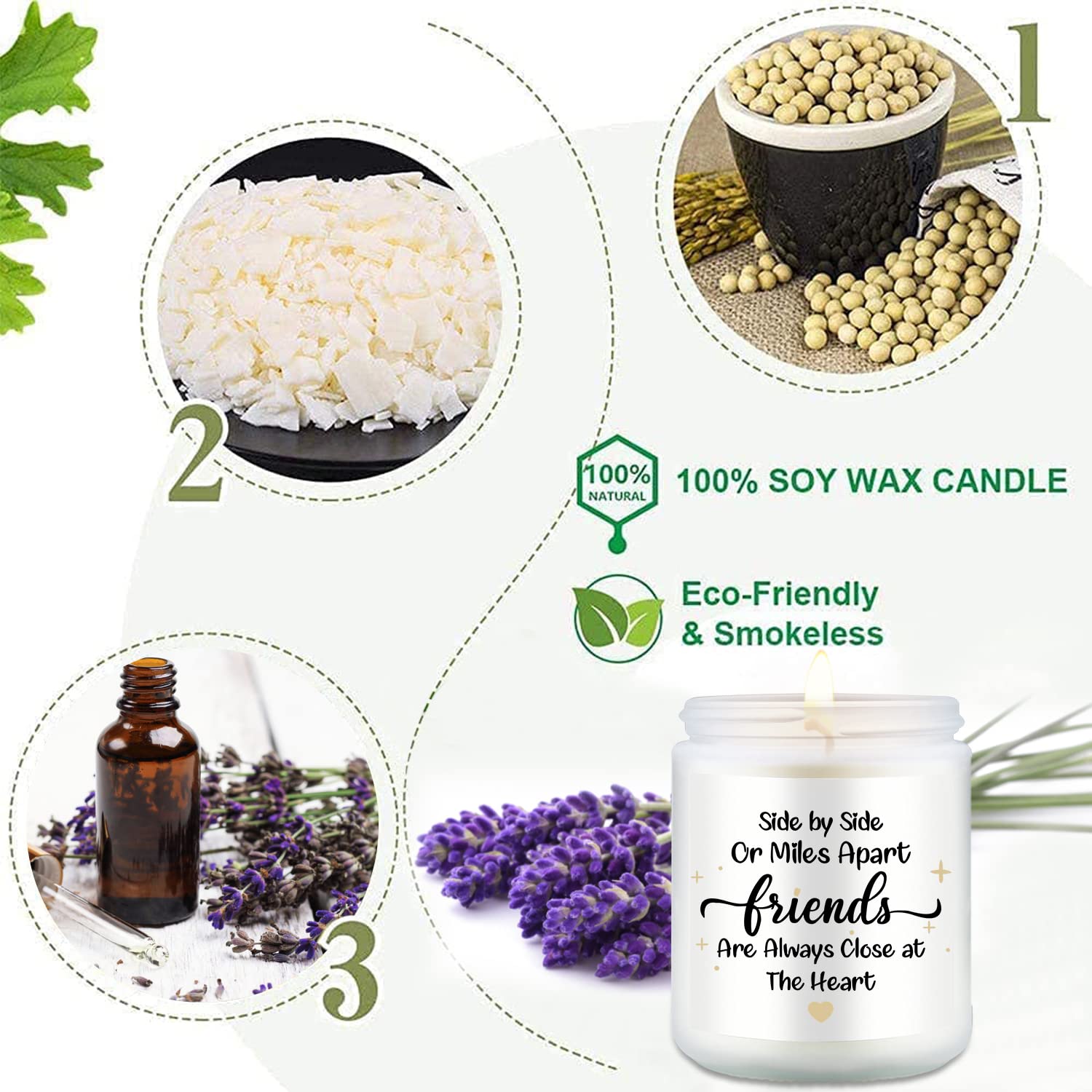 Lavender Aromatherapy Candles For Home Scented, Best Friend Candles For Birthday & Christmas Gifts, Back & Body Hurts Candle
