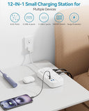 Short Power Strip 8 Outlets 4 USB Ports 1FT Flat Plug Surge Protector