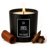 | Leather & Tibetan Oud - His Collection | Luxury Scented Soy Jar Candle | Hand Poured In The Usa | Highly Scented & Long Lasting- 9 Oz.